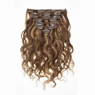 100% brasileño Remy clip en extensión de cabello estilo recto rubio ruso del cabello humano virgen