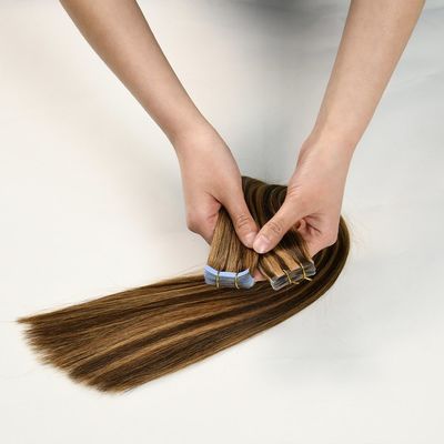 No derramarse cinta de pelo humano europeo en extensión de cabello cinta de pelo remy 200 paquetes/caja