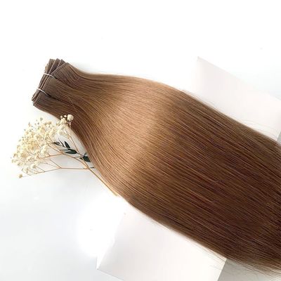Solicitud personalizada doble dibujado Remy máquina de tejido extensiones de cabello 100% costura de máquina