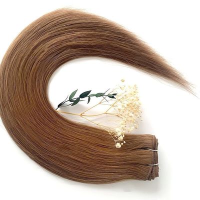 Tejido de cabello de máquina doble dibujado ruso Remy virgen Tejido de cabello para cabello libre de enredos