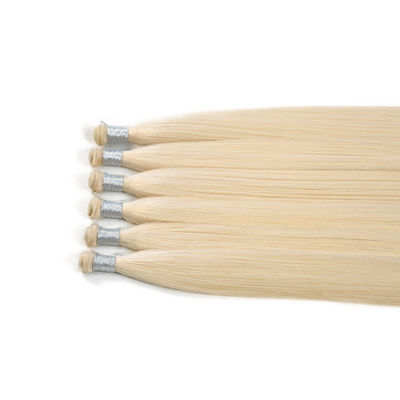 24 pulgadas de tejido de genio doble dibujado delgado invisible mano atada virgen extensiones de pelo Remy