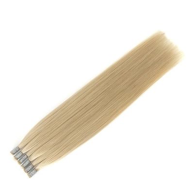 Estilo recto genio corte de pelo humano extensiones de cinta de tejido de la piel con pegamento y pegamento