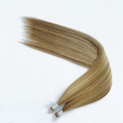 Estilo recto genio corte de pelo humano extensiones de cinta de tejido de la piel con pegamento y pegamento