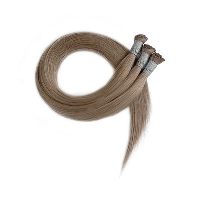 24 pulgadas brasileña Remy cutícula alineada cabello recto atado con las manos extensiones de trama delgada suave