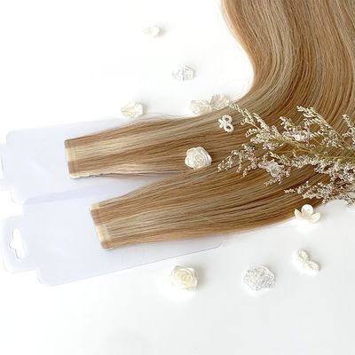 Extensiones de cabello con cinta adhesiva prefijada hechas con pelo de la cutícula rusa y cinta delgada