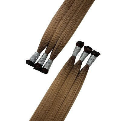 Solicitud personalizada de extensión de cabello de tejido atado a mano con extremos gruesos