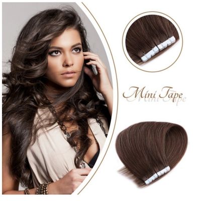 Mini cinta de cabello europeo en extensiones de cabello humano reales de doble dibujo virgen Remy pequeña cinta