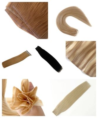 Cabello humano estilo recto PU tejido de piel atado a mano Mini tejido plano para el salón Remy Cabello