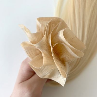 Estilo recto PU tejido de piel 100% extensión de cabello humano para mujeres y salón