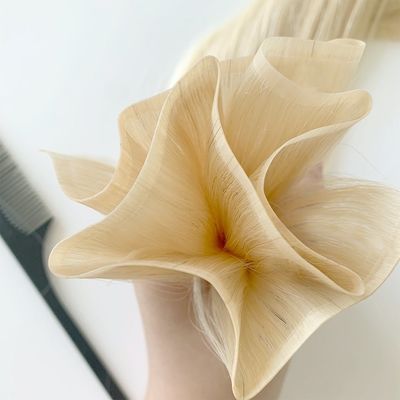 Diseño personalizado de tejido de cabello de piel de PU atado a mano Mini tejido plano para personalización de salón