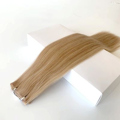 Pago completo doble dibujado pista plana ruso Remy cabello humano piel PU extensiones de cabello de tejido