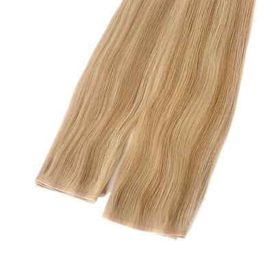 Pago completo doble dibujado pista plana ruso Remy cabello humano piel PU extensiones de cabello de tejido