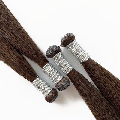 Estilo recto, extensión de cabello humano indio crudo, genio estadounidense, doble dibujo de un cabello donante.