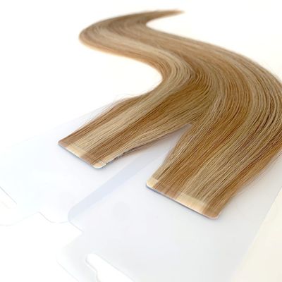 Solicitud personalizada Último diseño cinta delgada de doble dibujo extensiones de pelo remy europeo