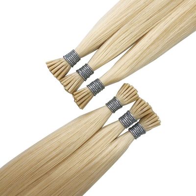 EE.UU. 100% ruso I Tip Extensiones de cabello humano Doble dibujado con perlas italianas de punta de pegamento
