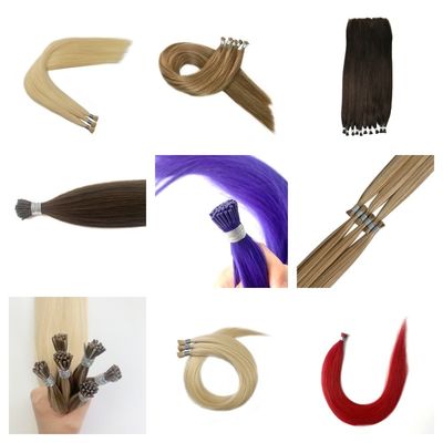 12-28 pulgadas de cuentas italianas punta doble dibujado I punta Remy queratina extensiones de cabello humano