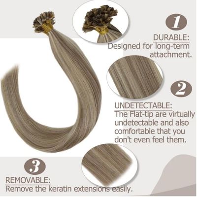 Italiano de queratina Remy doble dibujado U punta plana punta I punta extensión del cabello estilo recto
