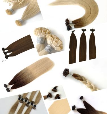 Cabello Remy Italiano Doble de punta plana y de punta plana Extensiones de cabello de queratina con pago inicial