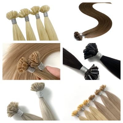 Cabello Remy Cabello Humano Doble Tirado Virgen Crudo Preenvasado con Keratina U Tip de Uña Extensión de Cabello