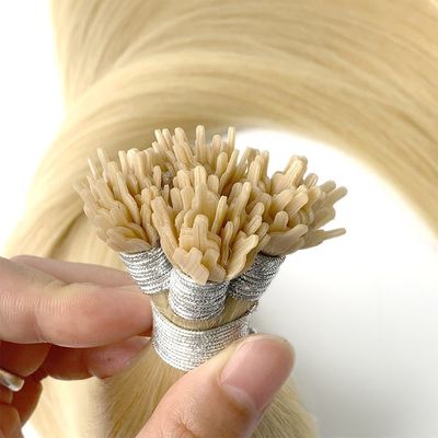 Dyeable color rubio ruso Y punta extensiones de cabello humano para la promoción personalización