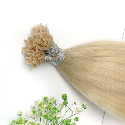 Dyeable color rubio ruso Y punta extensiones de cabello humano para la promoción personalización