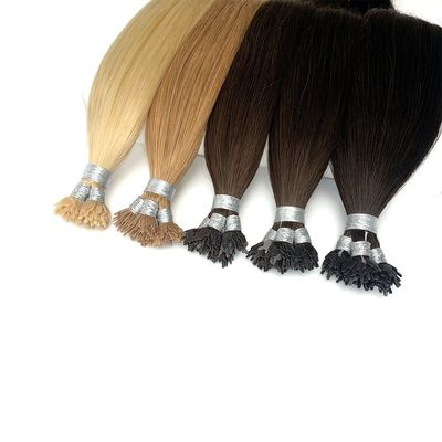 Cuticular alineada Remy Cuticular completa Plano y palo Ventilador de punta de pelo para diferentes tipos de cabello