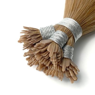 Cuticular alineada Remy Cuticular completa Plano y palo Ventilador de punta de pelo para diferentes tipos de cabello