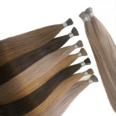 Micro anillos de 18 pulgadas Remy cutícula alineada cabello humano pre-enlazado U I Nano extensiones de punta plana