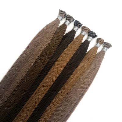 Micro anillos de 18 pulgadas Remy cutícula alineada cabello humano pre-enlazado U I Nano extensiones de punta plana
