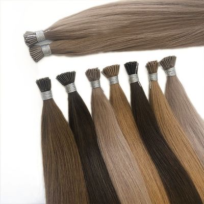 Micro anillos de 18 pulgadas Remy cutícula alineada cabello humano pre-enlazado U I Nano extensiones de punta plana