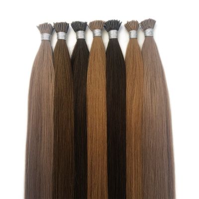 Micro anillos de 18 pulgadas Remy cutícula alineada cabello humano pre-enlazado U I Nano extensiones de punta plana