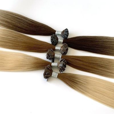 Perlas italianas de punta de personalización natural de punta plana extensión de cabello Remy virgen doble dibujado