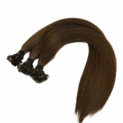 Personalización Doble dibujado Russo crudo de la cutícula en bruto Remy cabello queratina punta plana extensiones de cabello humano