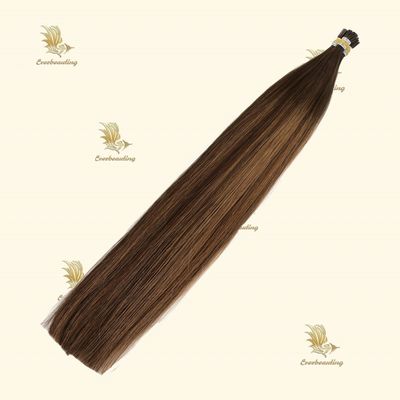 Cosméticos Color chocolate doble dibujado Remy queratina I punta extensiones de cabello Cosméticos