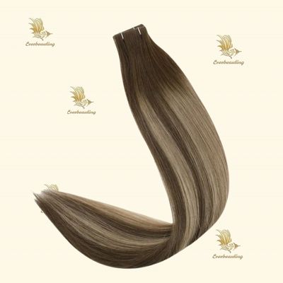 Color claro extensiones de cinta invisible Vendedores costo de envío y enredado libre de super cabello