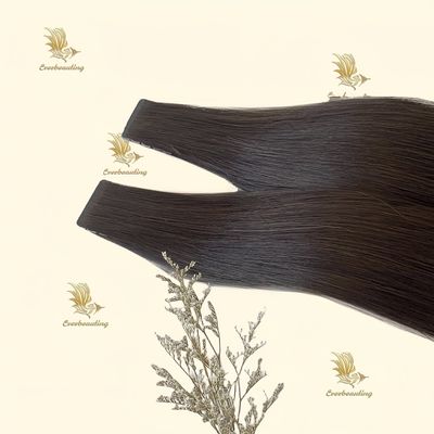 Color marrón oscuro Tela delgada de doble dibujo Extensiones con pelo europeo alineado con la cutícula