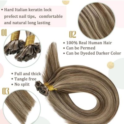 Everbeauting Top Grade Blonde Pre Bonded Keratin Hair Extensions U/Nail Tip Remy Cabello