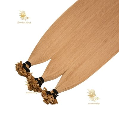 Cabello humano ruso pre-enlazado crudo doble dibujado Remy Extensiones de punta plana sin enredo
