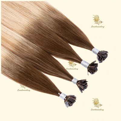 12A de primer grado doble dibujado ruso de pelo humano remy con punta plana extensión intacta de queratina