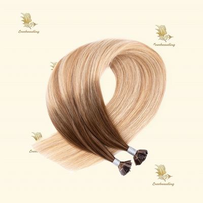 12A de primer grado doble dibujado ruso de pelo humano remy con punta plana extensión intacta de queratina