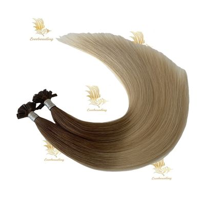 EE.UU. Proporción de doble dibujo punta plana Remy extensiones de cabello virgen pelo humano recto de queratina