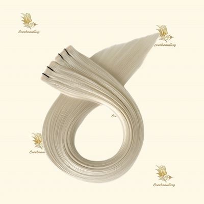 Cabello europeo 20 pulgadas ceniza color rubio cutícula alineada cinta extensiones de cabello para mujer blanca