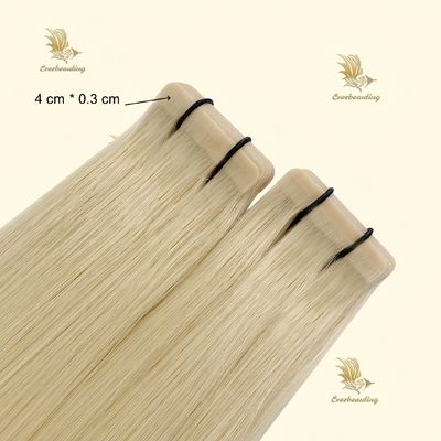 Cabello europeo 20 pulgadas ceniza color rubio cutícula alineada cinta extensiones de cabello para mujer blanca