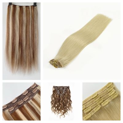 Clip en extensiones de pelo ruso textura recta y estilo pre-agregado garantizado