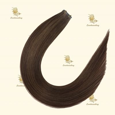 Populares colores de balayage doble dibujado cinta de pelo humano real extensiones de estilo recto