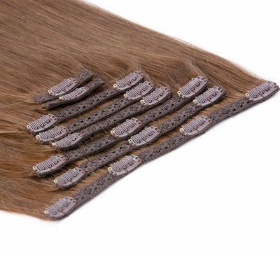 100% ruso de pelo humano remy clip Ins Bodywave textura en la extensión de cabello humano virgen