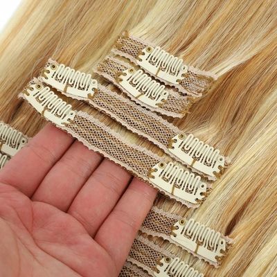 Cabello Superior 20 pulgadas de color claro Remy Clip Ins de cabello humano Extensiones Vendedor Dyeable