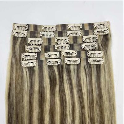 Qingdao pedido personalizado 100% Remy pelo humano chino sin costura PU clip en el cabello