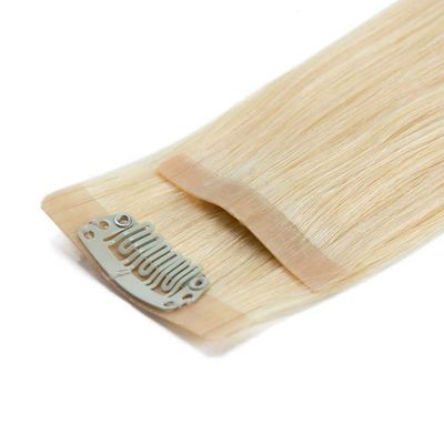 Extensiones de cabello de punta gruesa invisible PU crudo rubia sin costura