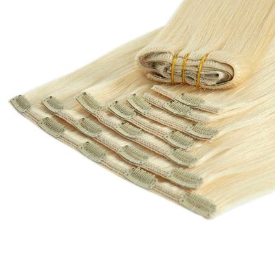 100% de la cutícula alineado el cabello crudo Invisible clip en extensiones de cabello para el cabello brasileño